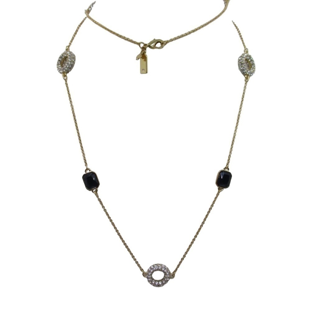Kate Spade ♠️ Rhinestone & Black Stone Necklace